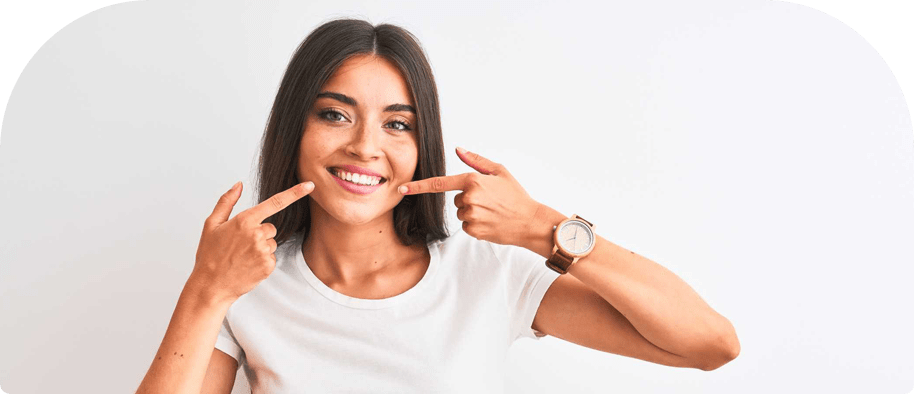 woman showing her white teeth